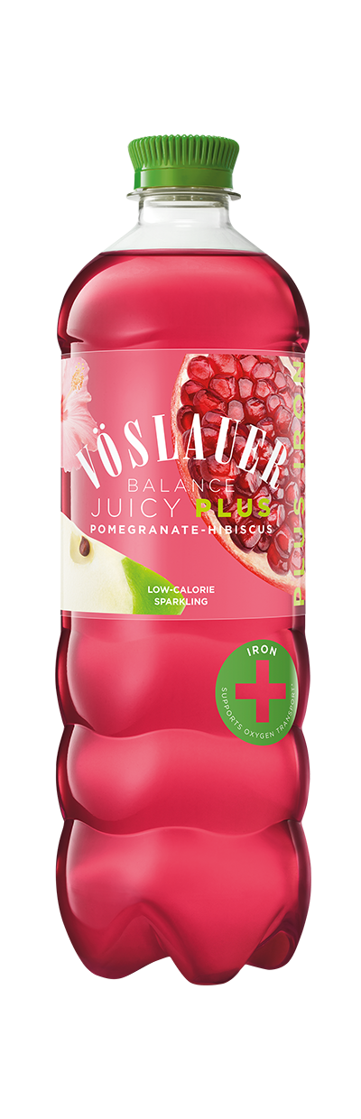 Flasche Vöslauer Juicy Plus Gránátalma-Hibiszkusz 0,75 l
