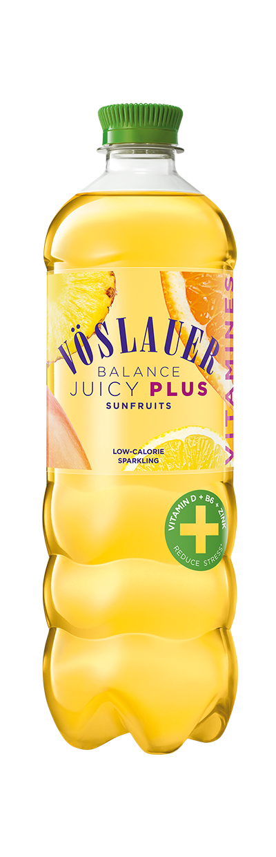 Flasche Vöslauer Juicy Plus Napsárga gyümölcsök 0,75 l
